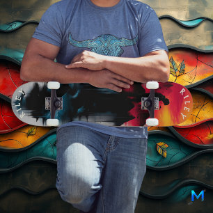 Surreal Mountain Reflection - Bold Blending design Skateboard