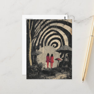 Surreal Mushroom Collage Postcard