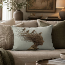 Surreal Nature Wicker Man Accent Pillow