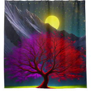 Surreal Neon Tree Night