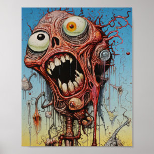 Surreal Nightmare Monster Squashed Between Vice -  Poster