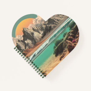 Surreal Ocean and Mountain Landscape with Waves Notebook