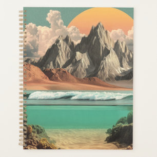 Surreal Ocean and Mountain Landscape with Waves Planner