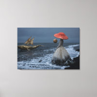 Surreal Ocean Dream: The Golden Whale and Mushroo