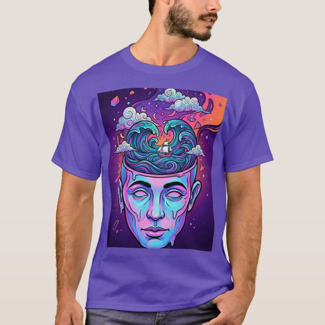 Surreal Ocean Mind Open Head Pop Art T-Shirt (Front)