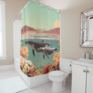 Surreal Ocean Scene With Whales And Coral