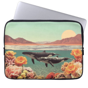 Surreal Ocean Scene With Whales And Coral Laptop Sleeve