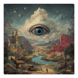 Surreal One-Eye Digital Illustration Wall Art