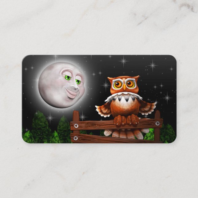 Surreal Owl and Moon Business_cards Business Card (Front)