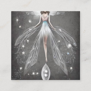 Surreal Painted White Dress Fairy Square Business Card