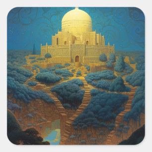Surreal Palace Landscape Square Sticker