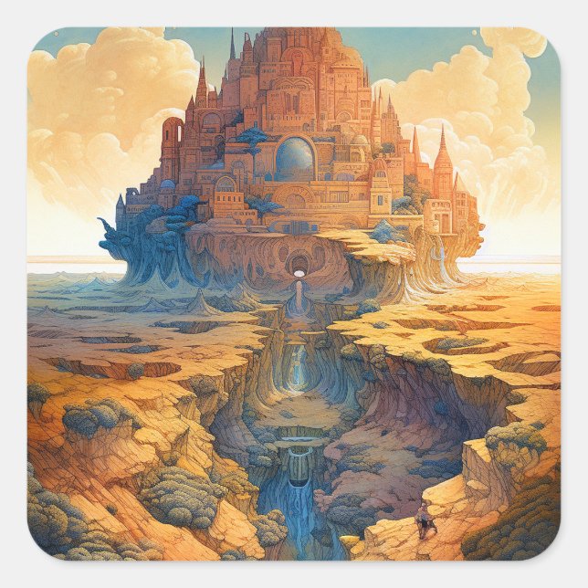 Surreal Palace Landscape Square Sticker (Front)