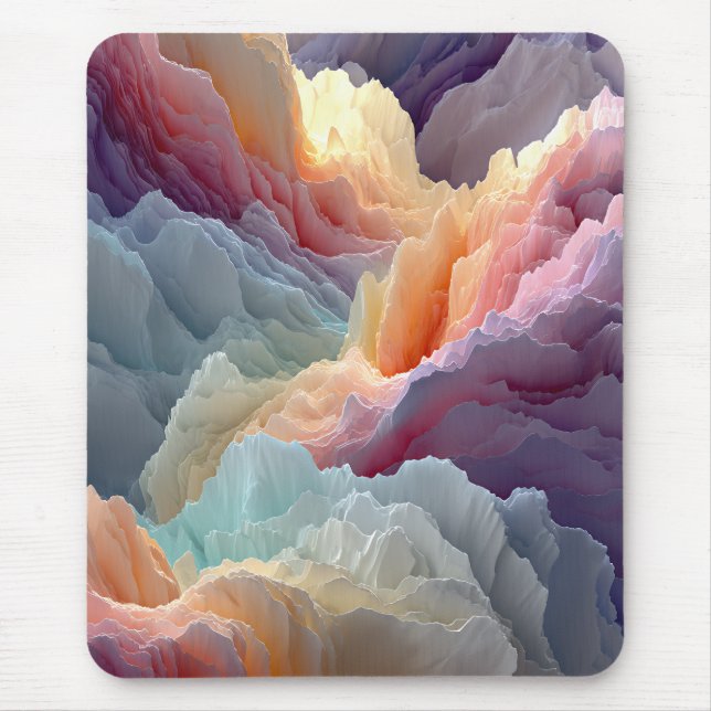 Surreal Pastel Rainbow Mountains Fantasy Landscape Mouse Pad (Front)