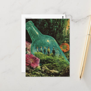 Surreal People in a Bottle Postcard