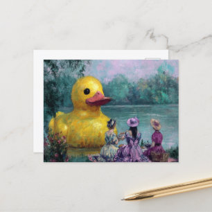 Surreal Picnic With a Giant Duck Postcard