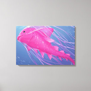 Surreal Pink Jellyfish Fish Hybrid Fantasy Ocean Canvas Print