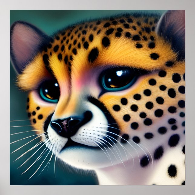 Surreal Pop Sad Cheetah Poster (Front)