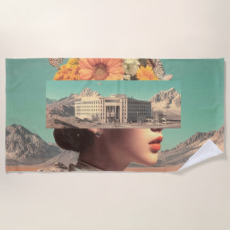 Surreal Portrait with Architectural Landscape Beach Towel