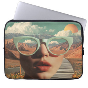 Surreal Portrait With Glasses Reflecting Desert Laptop Sleeve