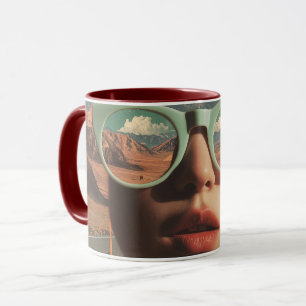 Surreal Portrait With Glasses Reflecting Desert Mug