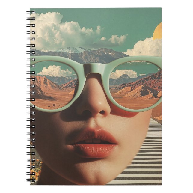 Surreal Portrait With Glasses Reflecting Desert Notebook (Front)