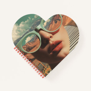 Surreal Portrait With Glasses Reflecting Desert Notebook