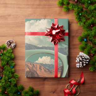 Surreal Portrait With Glasses Reflecting Desert Wrapping Paper