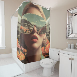 Surreal Portrait With Sunglasses Reflecting Flower