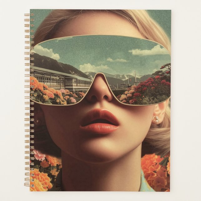 Surreal Portrait With Sunglasses Reflecting Flower Planner (Front)