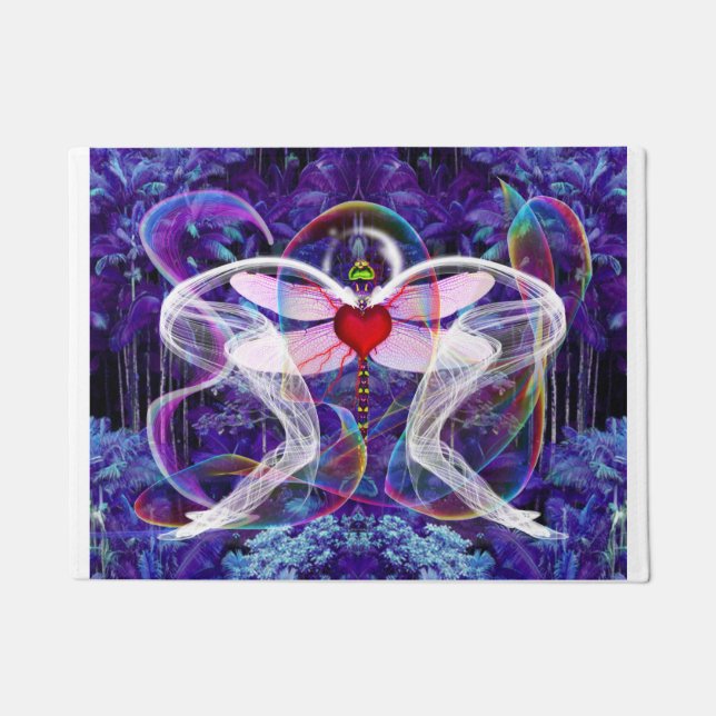 Surreal Psychedelic Dragon Fly Doormat (Front)