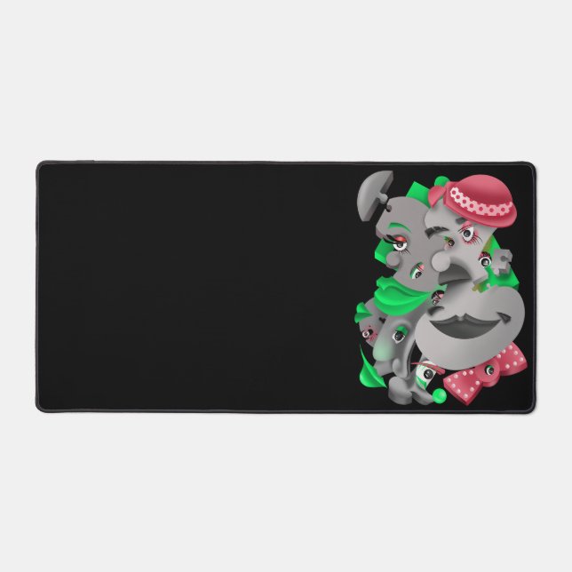 Surreal Puzzle Faces Desk Mat (Front)