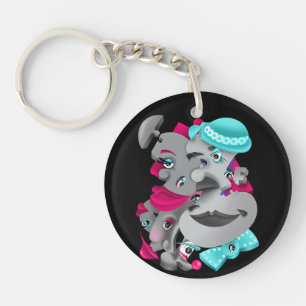 Surreal Puzzle Faces Keyring