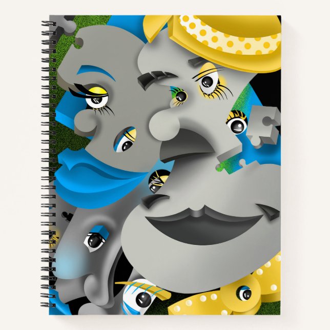 Surreal Puzzle Faces Notebook (Front)