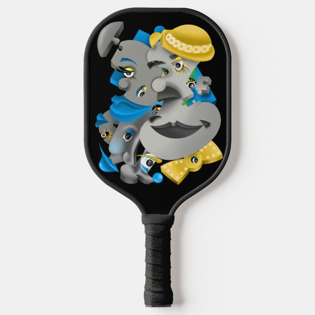 Surreal Puzzle Faces Pickleball Paddle (Front)