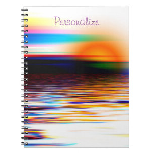Surreal Rainbow Colour Ocean at Sunset Personalize Notebook