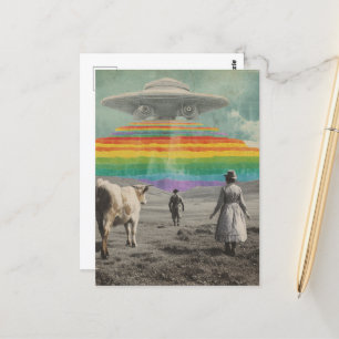 Surreal Rainbow UFO over the Cow Pasture Postcard