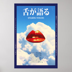Surreal Red Lips Art Print Japanese Album Cover