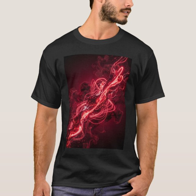 Surreal Red Liquid Abstract Flowing Art T-Shirt (Front)