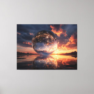 Surreal Reflective Sphere Containing Stars Canvas Print