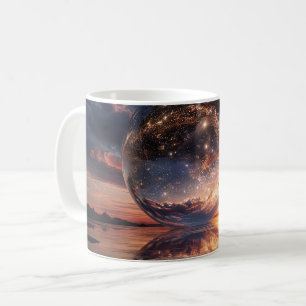 Surreal Reflective Sphere Containing Stars Coffee Mug