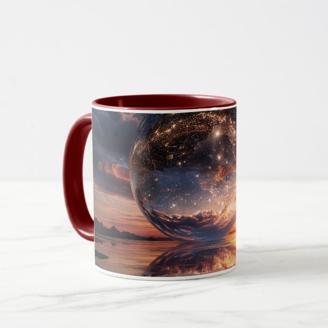 Surreal Reflective Sphere Containing Stars Mug (Front Left)