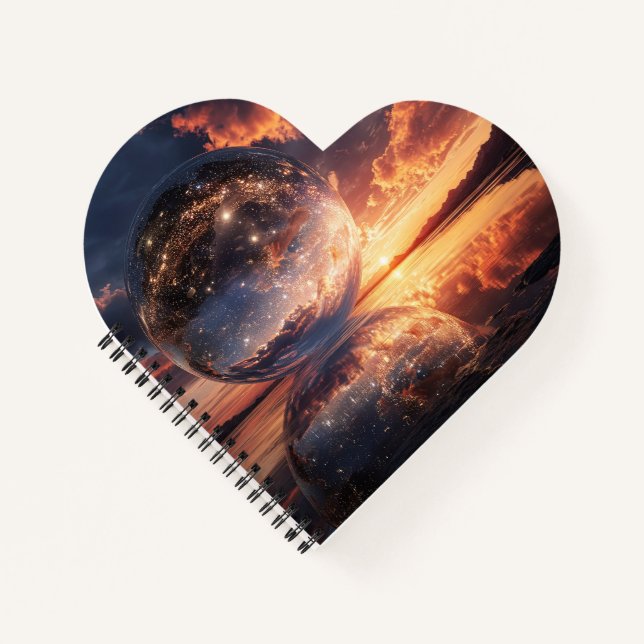 Surreal Reflective Sphere Containing Stars Notebook (Front)