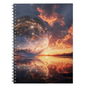 Surreal Reflective Sphere Containing Stars Notebook