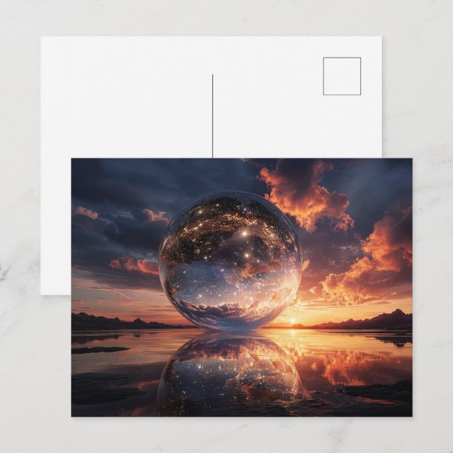 Surreal Reflective Sphere Containing Stars Postcard (Front/Back)