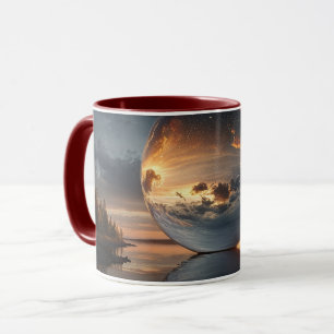 Surreal Reflective Sphere With Sunset Clouds Over  Mug