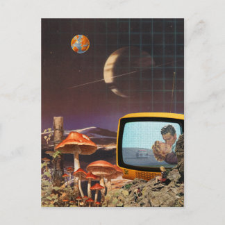 Surreal Retro Futurism Space Collage Art  Postcard