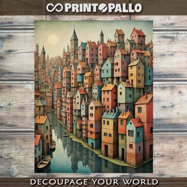 Surreal river city landscape in pastel tones  tissue paper (Creator Uploaded)