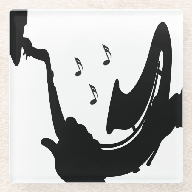 Surreal Saxophone Play Glass Coaster (Front)