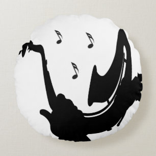 Surreal Saxophone Play Round Pillow