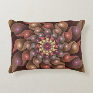 Surreal Shiny Flower Modern Abstract Fractal Art Accent Pillow